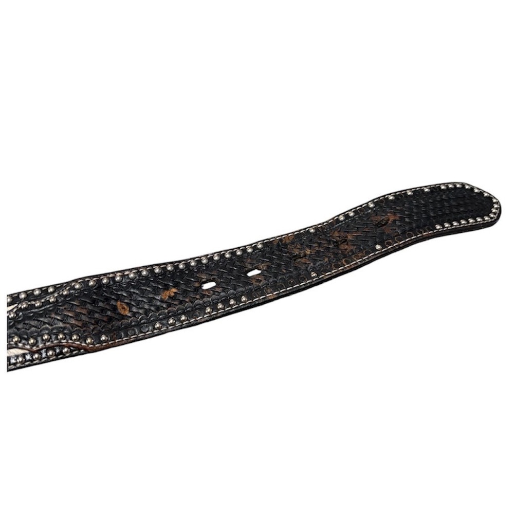 Ranger Belt Co Western Leather Belt Women's 34" Calf Hair Hide, Heart Buckle - Picture 7 of 7
